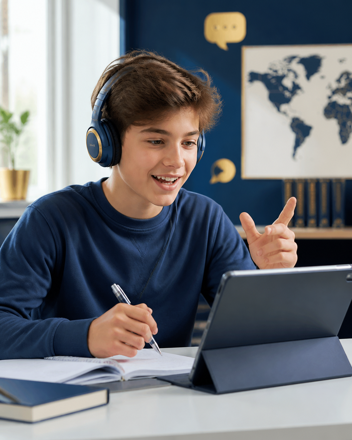 Online English class with teacher